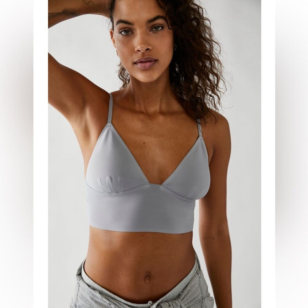 FREE PEOPLE Womens Sage Neo Longline Bralette Size Small Light Steel Blue Grey - Picture 2 of 7